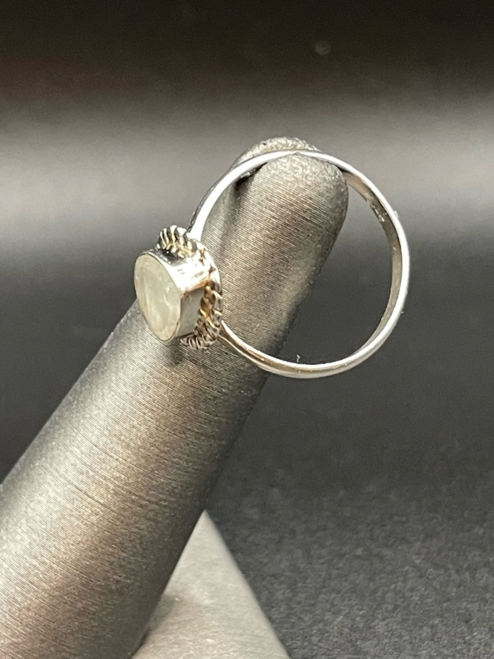 Sterling Silver Teardrop Moonstone Ring in White - Picture 5 of 6